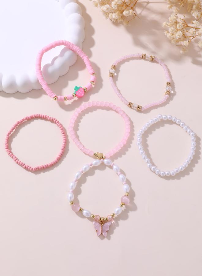 Take Two Pack of 6 - Pink Beaded Bracelet - Image 2