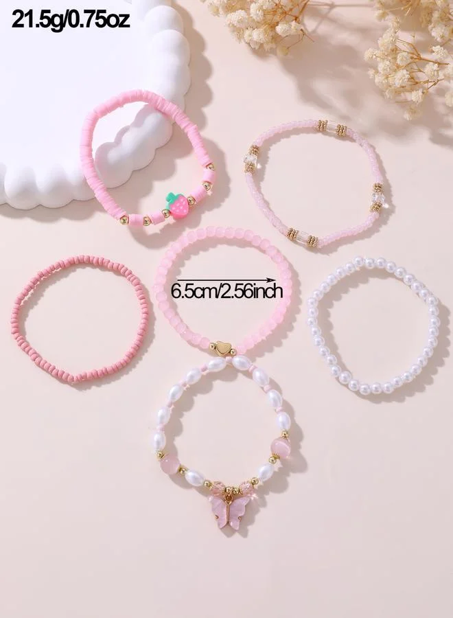 Take Two  Pack of 6 - Pink Beaded Bracelet for Women | Best Price UAE