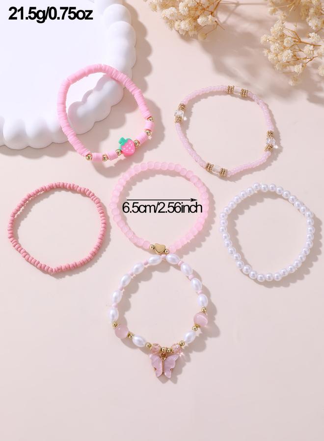 Take Two Pack of 6 - Pink Beaded Bracelet - Image 5