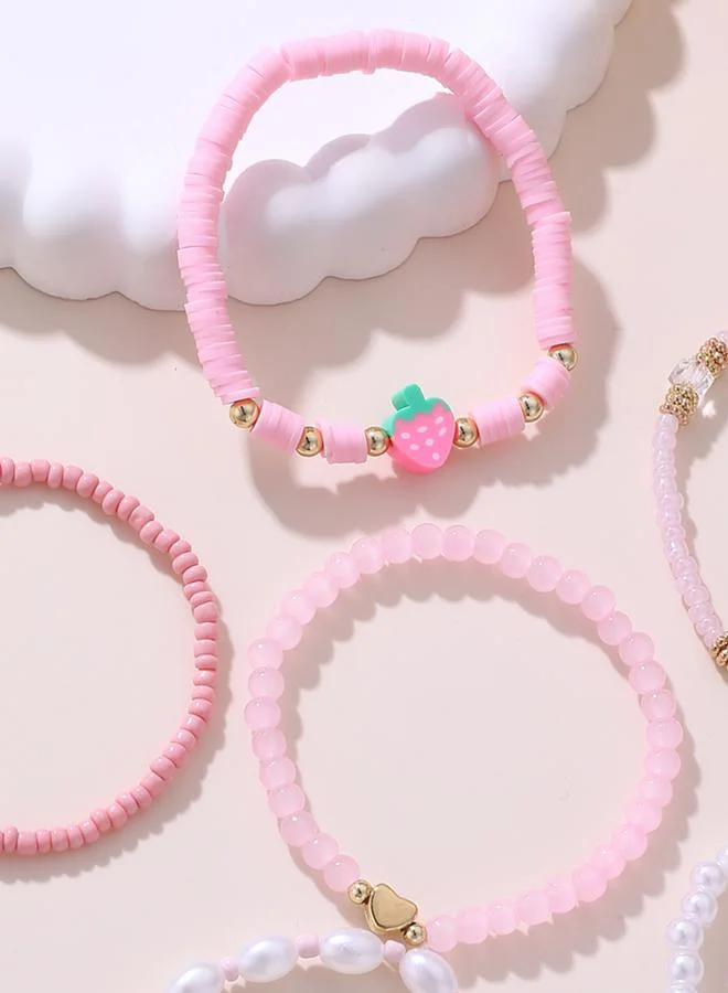 Take Two  Pack of 6 - Pink Beaded Bracelet for Women | Best Price UAE