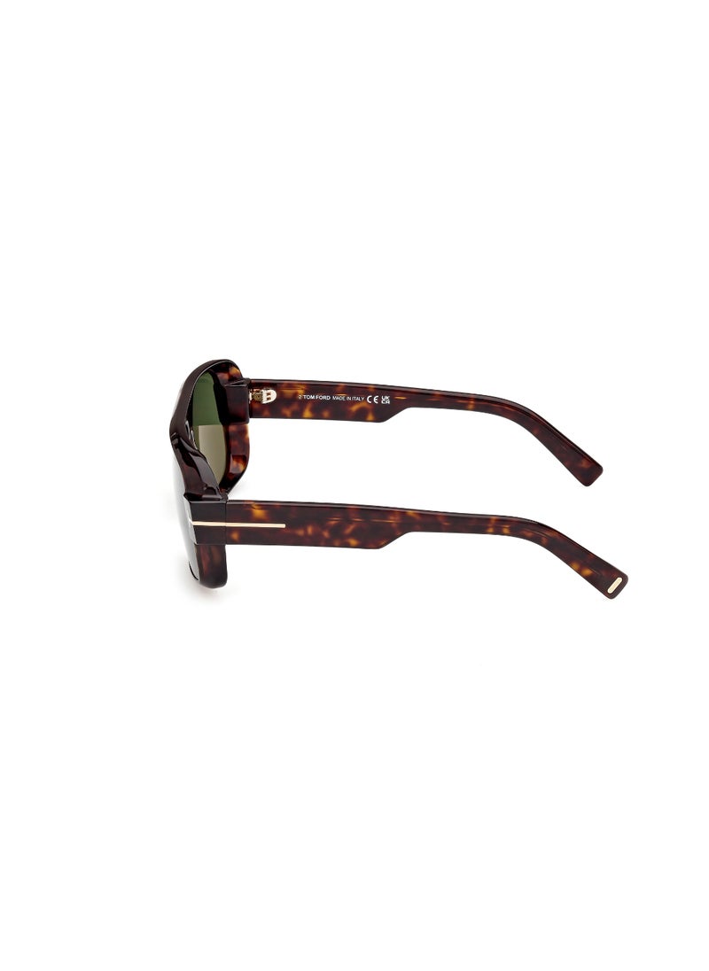 TOM FORD Men's Navigator Shape Acetate Sunglasses FT110152N58 Lens Size: 58 Millimeter - Dark Havana  - Image 4