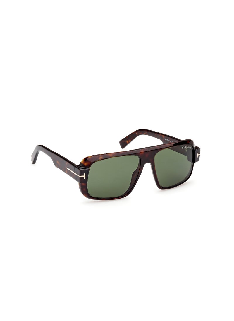 TOM FORD Men's Navigator Shape Acetate Sunglasses FT110152N58 Lens Size: 58 Millimeter - Dark Havana  - Image 3