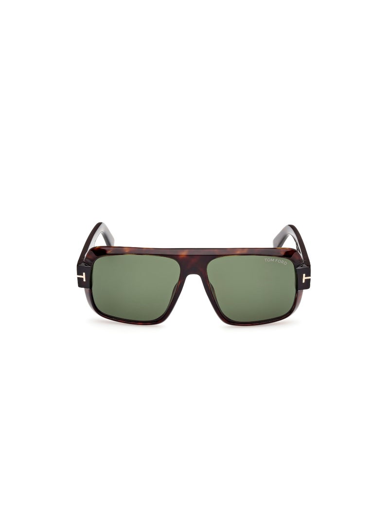 TOM FORD Men's Navigator Shape Acetate Sunglasses FT110152N58 Lens Size: 58 Millimeter - Dark Havana  - Image 2