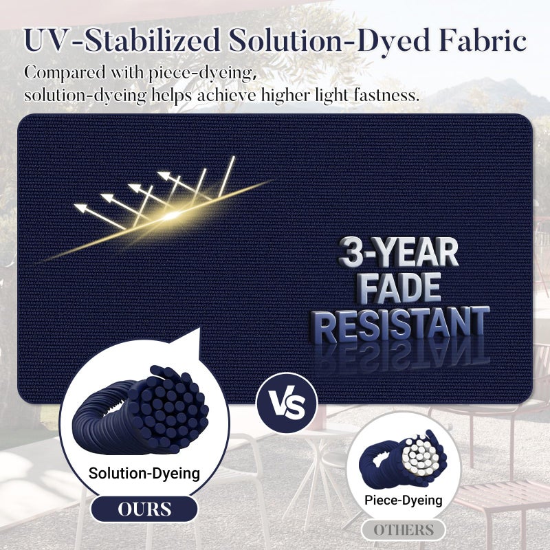 Basic Beyond Outdoor Chair Cushions for Patio Furniture, Waterproof Outdoor Seat Cushions Set of 4 19 x 19, Patio Chair Cushions Set of 4 with Ties and Handle, Navy Blue - Image 3