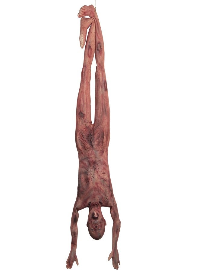 SUNREEK Halloween Bloody Dead Body, 4.6 ft Latex Skinned Full Body Hanging Corpse Torso Halloween Body Parts Props for Haunted House Zombie Halloween Party Decoration - Image 1