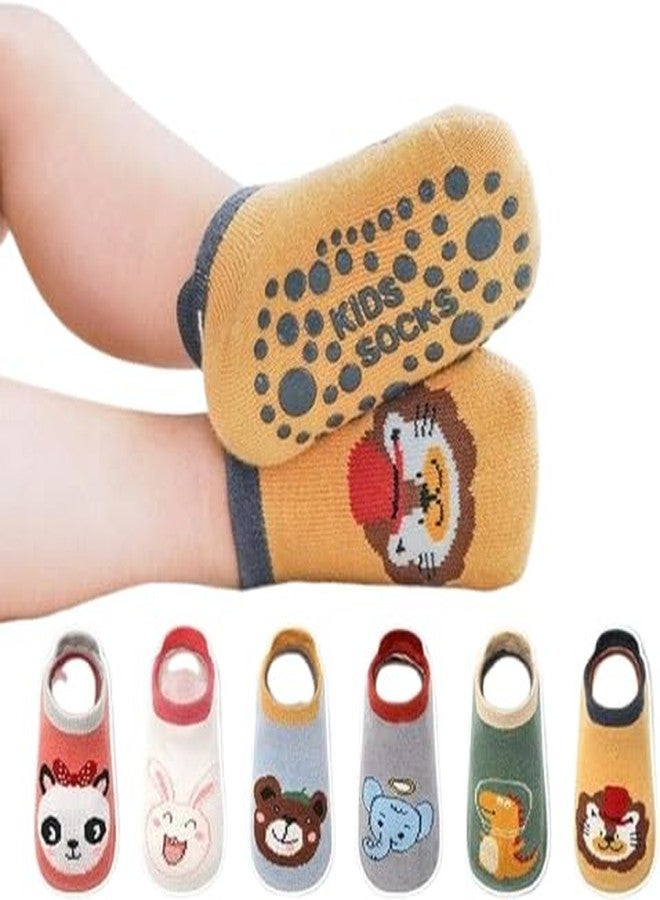 TERI BERI 6 Pairs Baby Warm Socks with Non Skid Soles, 3D Animal Cartoon Grip Cotton Socks with Easy to Walk and Crawl for Newborn (12-36 Months) - Image 1