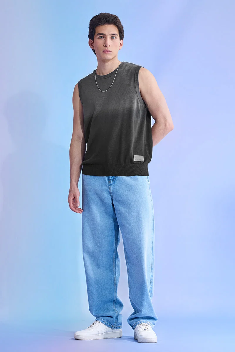 سنيتش Dark Grey Ombre Sleeveless Relaxed Sweater