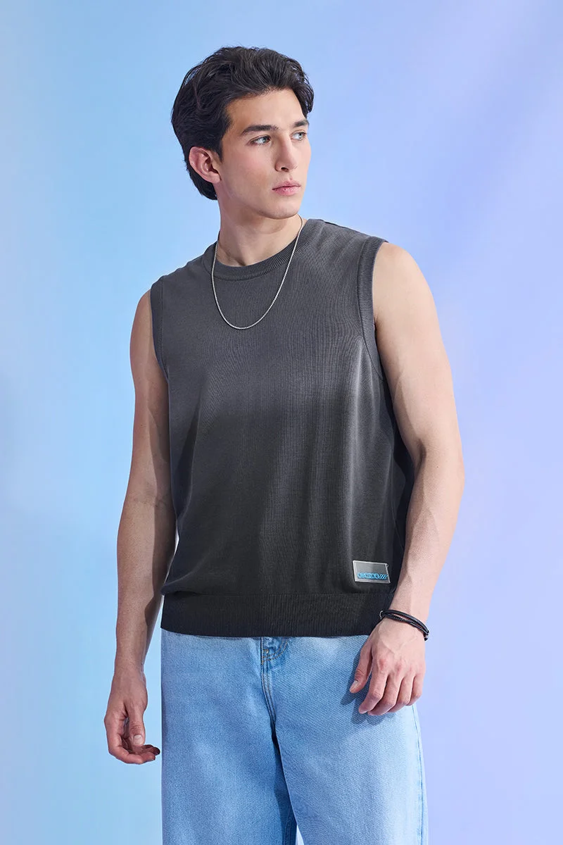 سنيتش Dark Grey Ombre Sleeveless Relaxed Sweater