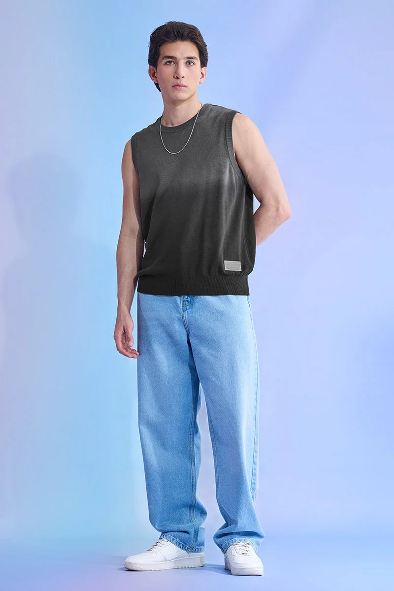 سنيتش Dark Grey Ombre Sleeveless Relaxed Sweater