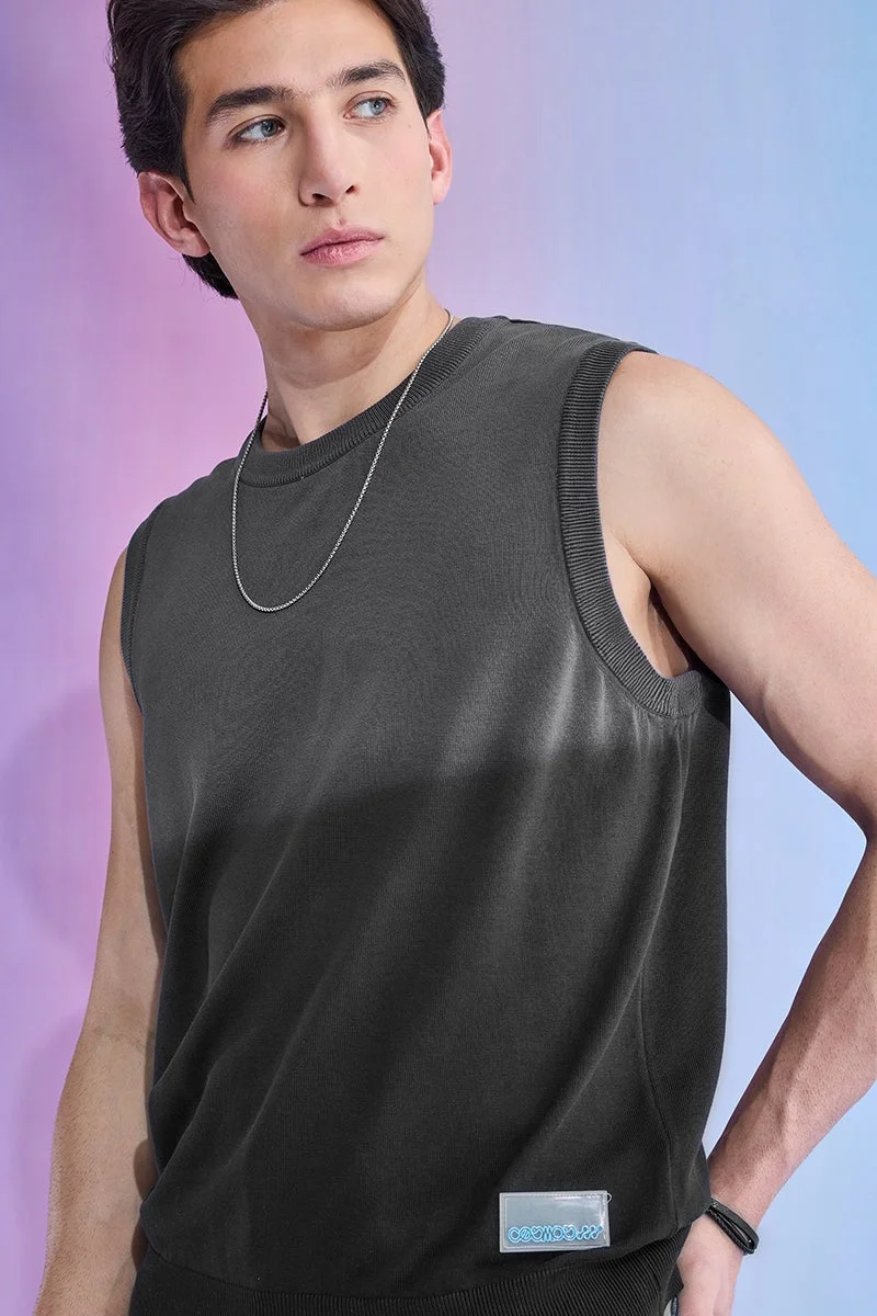 سنيتش Dark Grey Ombre Sleeveless Relaxed Sweater