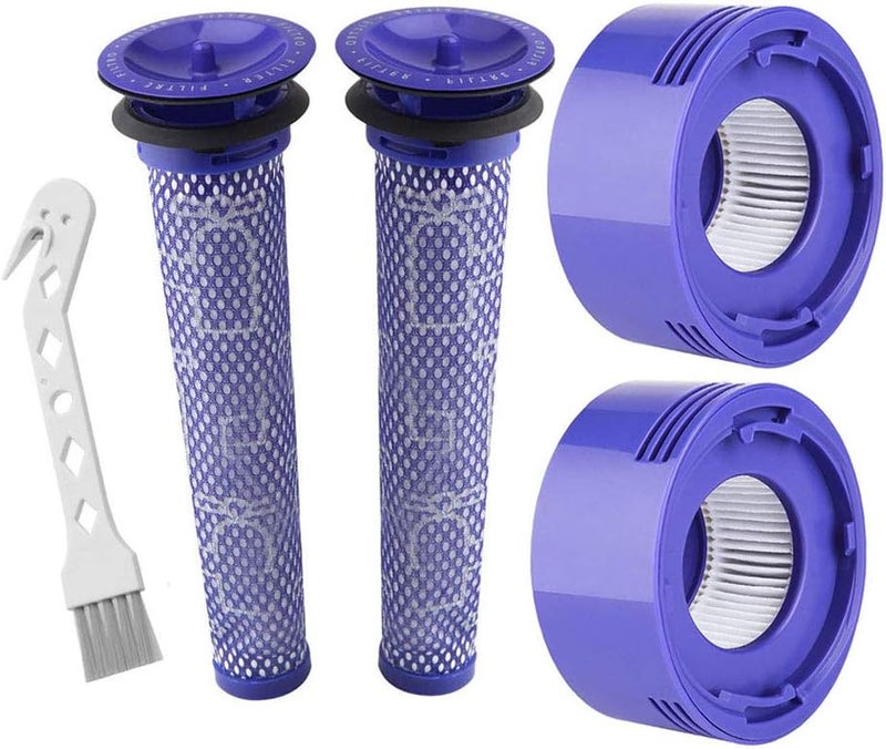Lemige طقم استبدال المكون من 2 فلتر أولي و2 فلتر نهائي HEPA متوافق مع مكنسات Dyson V7 وV8 Animal وV8 Absolute اللاسلكية، مقارنة برقم القطعة # الفلتر الأولي 96566101 والفلتر النهائي 96747801 - Image 1