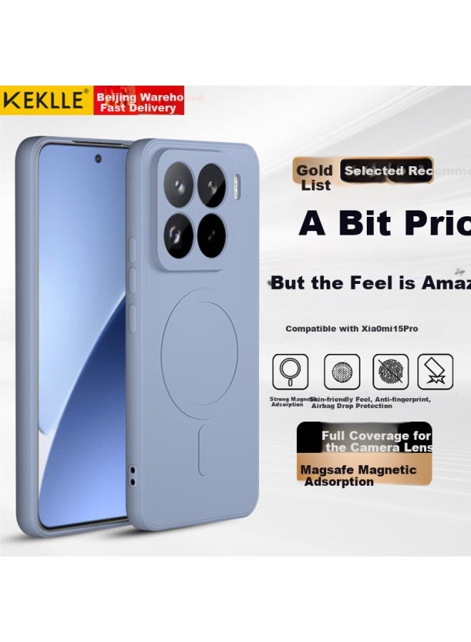 Keklle Skin-friendly Magnetic Adsorption Phone Case For Xiaomi 15 Pro, Xiaomi 15 Pro Protective Cover, Skin-friendly Liquid Silicone Magnetic Adsorption Full Cover Soft Shell Protective Case, Lavender - Image 1