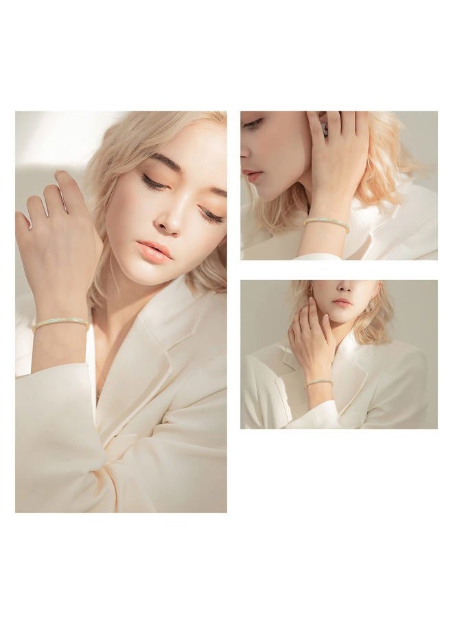 CiNily Womens Cuff Bracelet,Opal Bangle Bracelets Gold Plated Hypoallergenic Ladies Gemstone Open Cuff Bangle Bracelet, thin, Stone, created-white opal - Image 4
