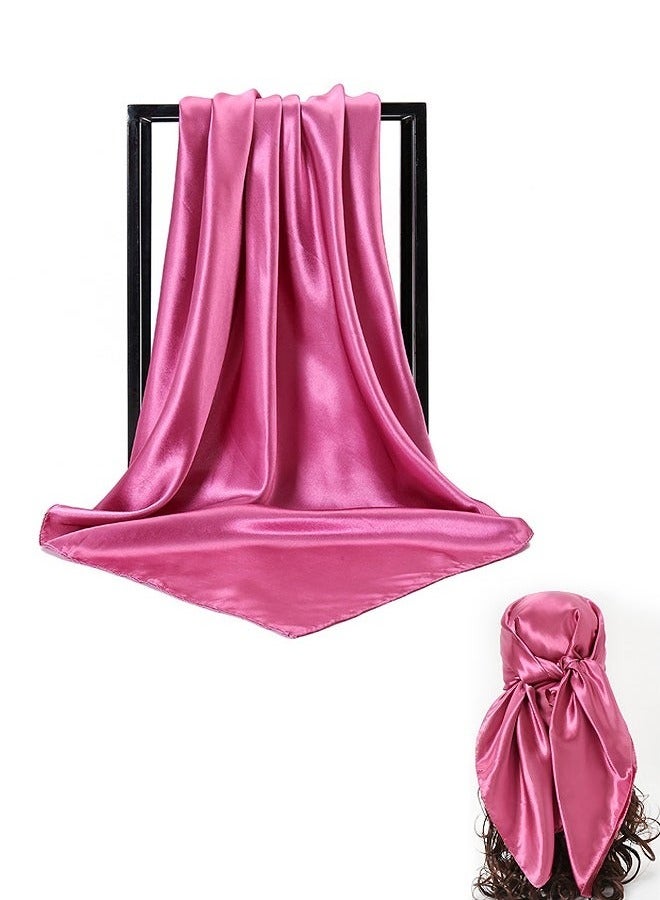 وشاح الشعر الساتان طوقة الرأس المنديل ، 27.5 في الحرير باندانا الحرير ملفوفة الشعر وشاح الرقبة للنساء والفتيات والفتيات اكسسوارات الشعر (وردي) - Image 1