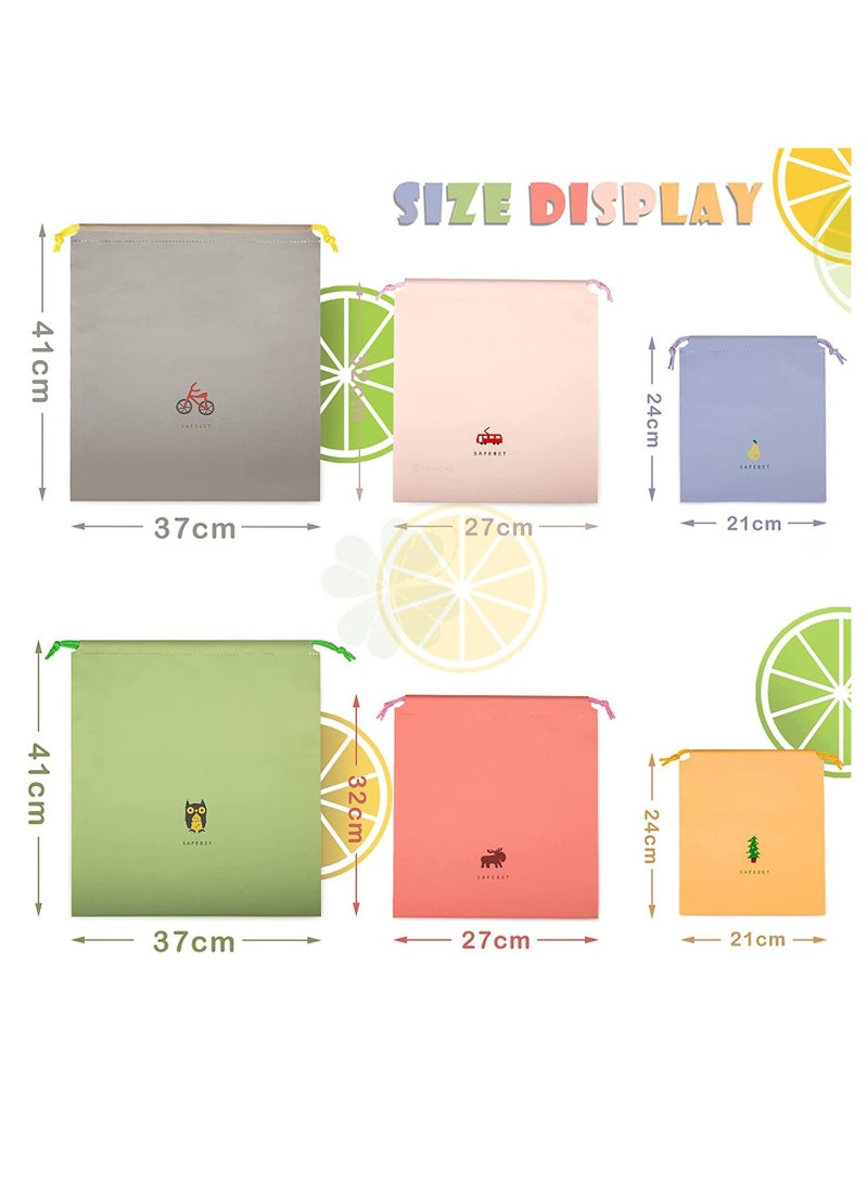 Zikra Waterproof Drawstring Bags, 6 Pack PE Bags Drawstring Gym Bags Small Medium Large Drawstring Bag for Sports Swim Travel Shoe Storage 6 Patterns 3 Sizes - Image 2