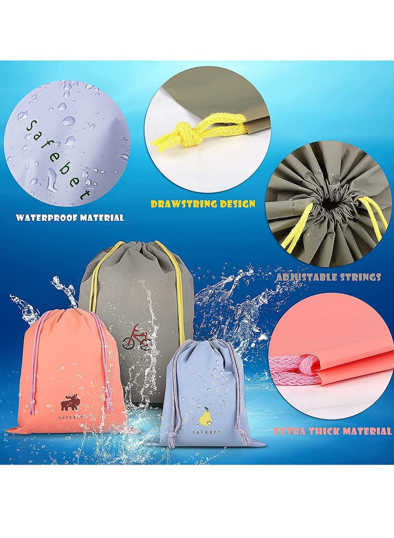 Zikra Waterproof Drawstring Bags, 6 Pack PE Bags Drawstring Gym Bags Small Medium Large Drawstring Bag for Sports Swim Travel Shoe Storage 6 Patterns 3 Sizes - Image 4
