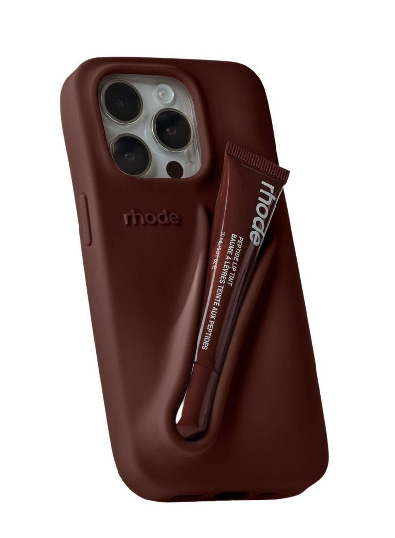 rhode Silicone Lip Holder for Cell Phone, Lip Gloss Adhesive Sleeve for Phone, Lip Holder Stick-on Phone Case, Back Stick On Holder for iPhone Phones（Espresso） - Image 5