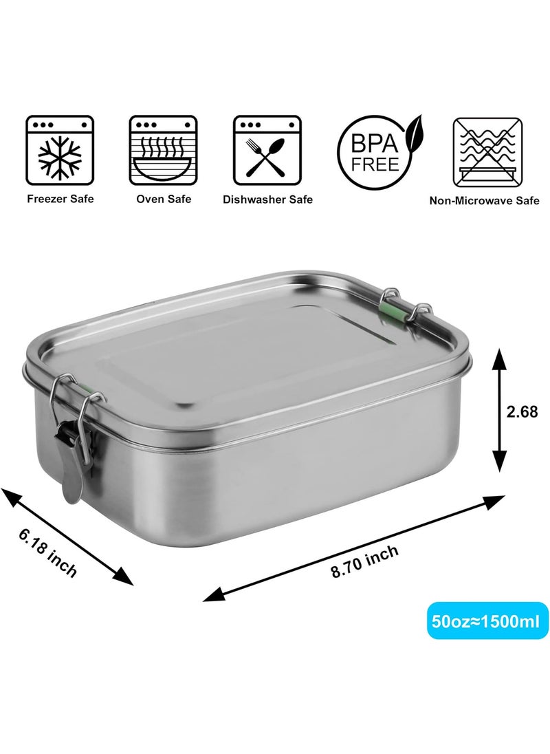 Arora Stainless Steel Bento Lunch Box  1500ml wDivider 2 Compartments Eco  Recyclable Food Container Leakproof  Dishwasher Safe BPA Free OntheGo Eating Design for Adults  Teens  - Image 3