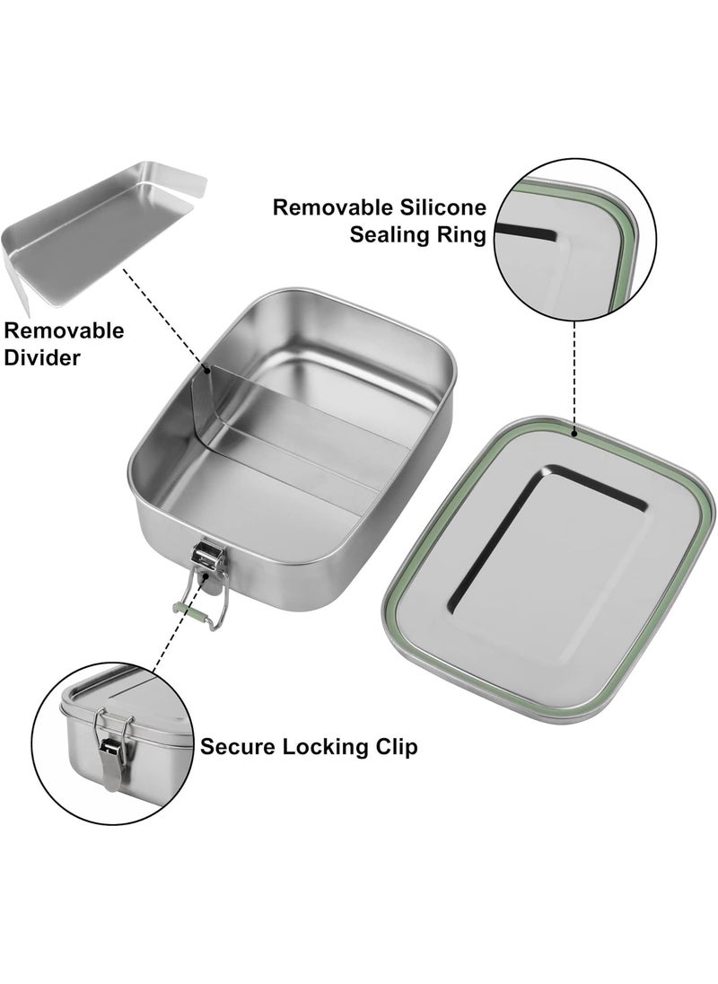 Arora Stainless Steel Bento Lunch Box  1500ml wDivider 2 Compartments Eco  Recyclable Food Container Leakproof  Dishwasher Safe BPA Free OntheGo Eating Design for Adults  Teens  - Image 4