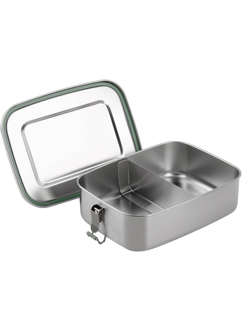 Arora Stainless Steel Bento Lunch Box  1500ml wDivider 2 Compartments Eco  Recyclable Food Container Leakproof  Dishwasher Safe BPA Free OntheGo Eating Design for Adults  Teens  - Image 1