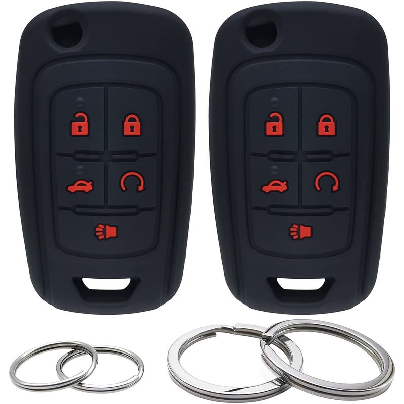 GFDesign 2 Pcs Silicone 5 Buttons Key Fob Cover Remote Case Keyless Protector Compatible with Chevrolet Chevy Malibu Camaro Cruze Limited Equinox Impala Limited Sonic Malibu Limited OHT01060512