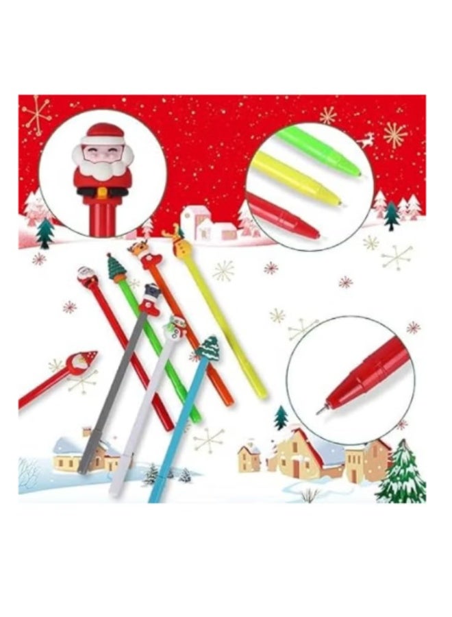 15-Piece Christmas Gel Pen Set - 0.5mm Fine Point Black Ink - Cartoon Designs (Christmas Tree, Snowman, Reindeer) - Bulk Party Favors - Image 3