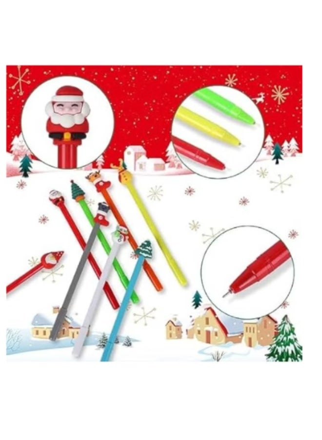 15-Piece Christmas Gel Pen Set - 0.5mm Fine Point Black Ink - Cartoon Designs (Christmas Tree, Snowman, Reindeer) - Bulk Party Favors - Image 2