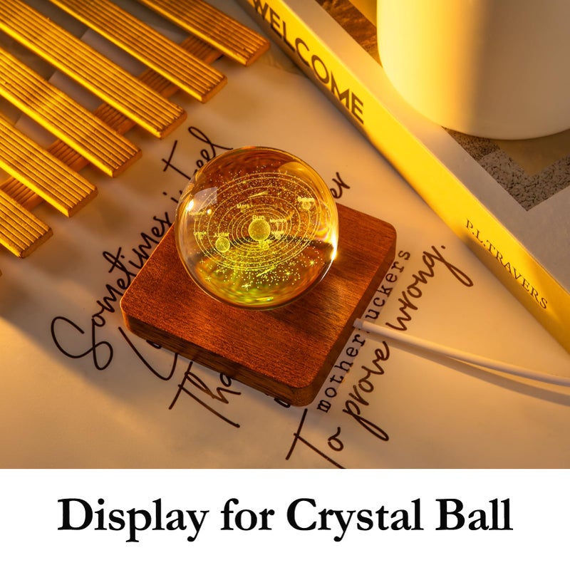 IFOLAINA LED Wood Light Base for Crystal Glass Art Crystal Sphere Holder Wooden Lamp Stand Base Multicolor Changing Square Lighted Base Pedestal for Resin Art Acrylic - Image 2