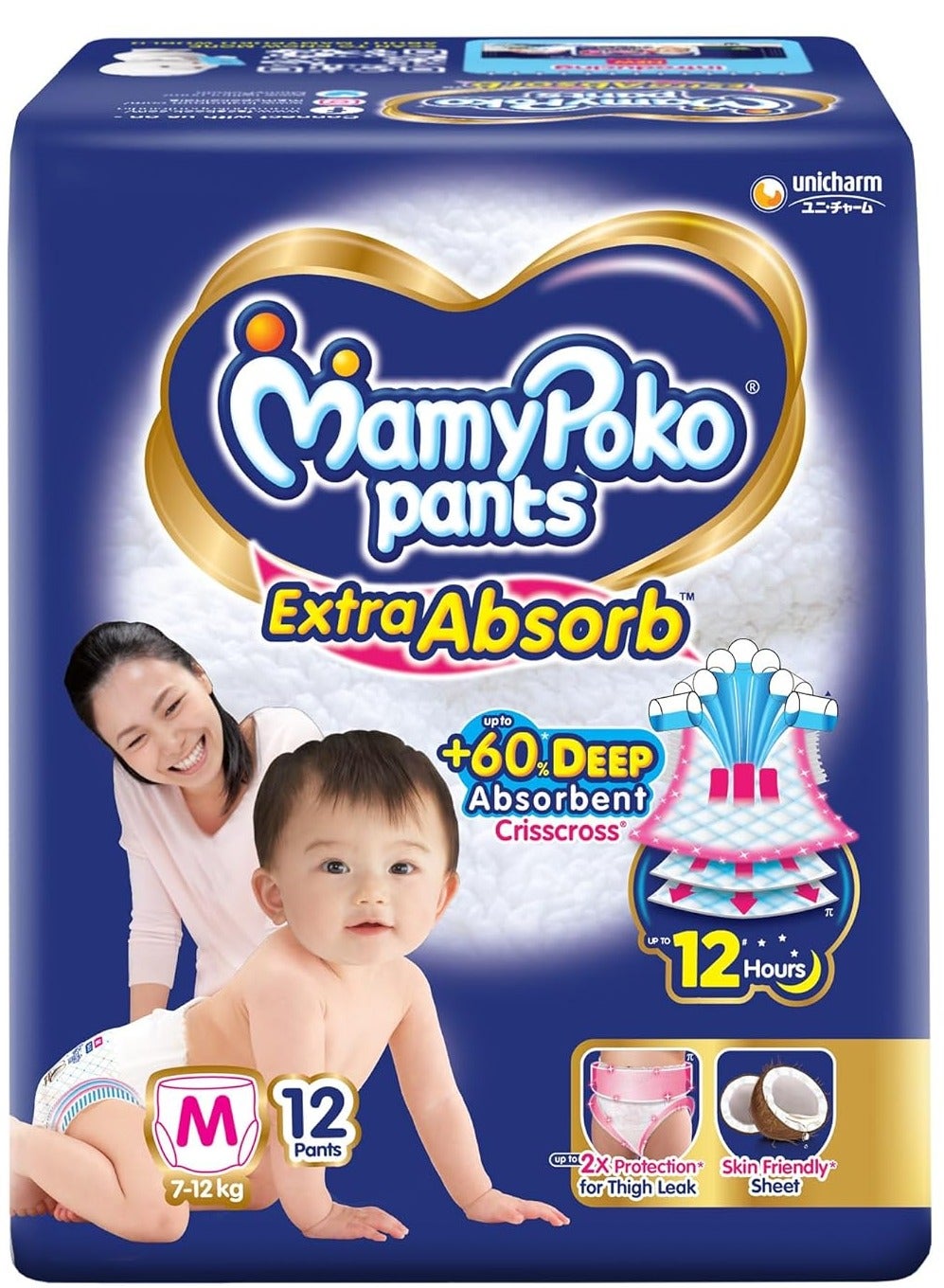MamyPoko Pants Extra Absorb Baby Diaper Medium 12 Count