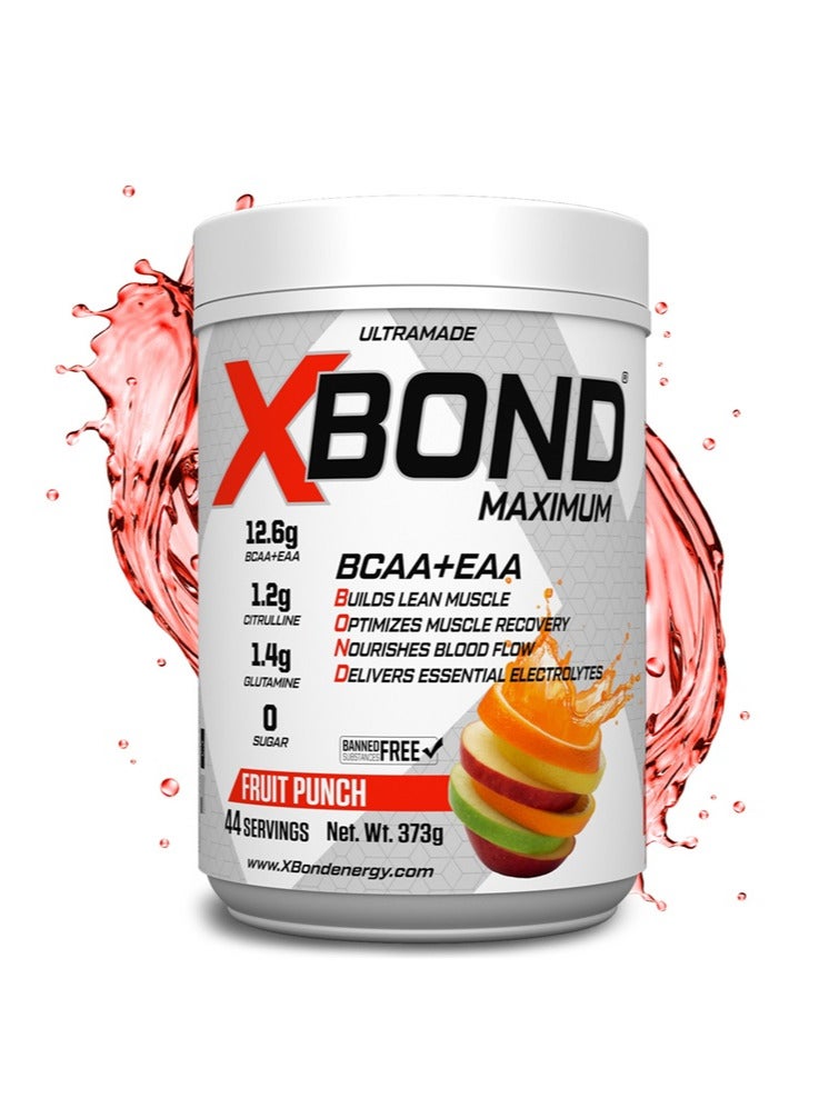 Xbond Maximum BCAA+EAA – 12.6g Amino Acids – Muscle Recovery & Hydration – Sugar Free – 44 Servings (44 Serving, Fruit Punch) - Image 1