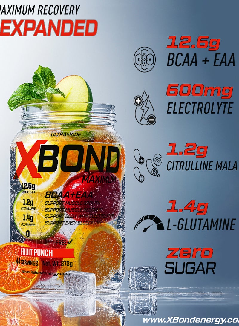 Xbond Maximum BCAA+EAA – 12.6g Amino Acids – Muscle Recovery & Hydration – Sugar Free – 44 Servings (44 Serving, Fruit Punch) - Image 3
