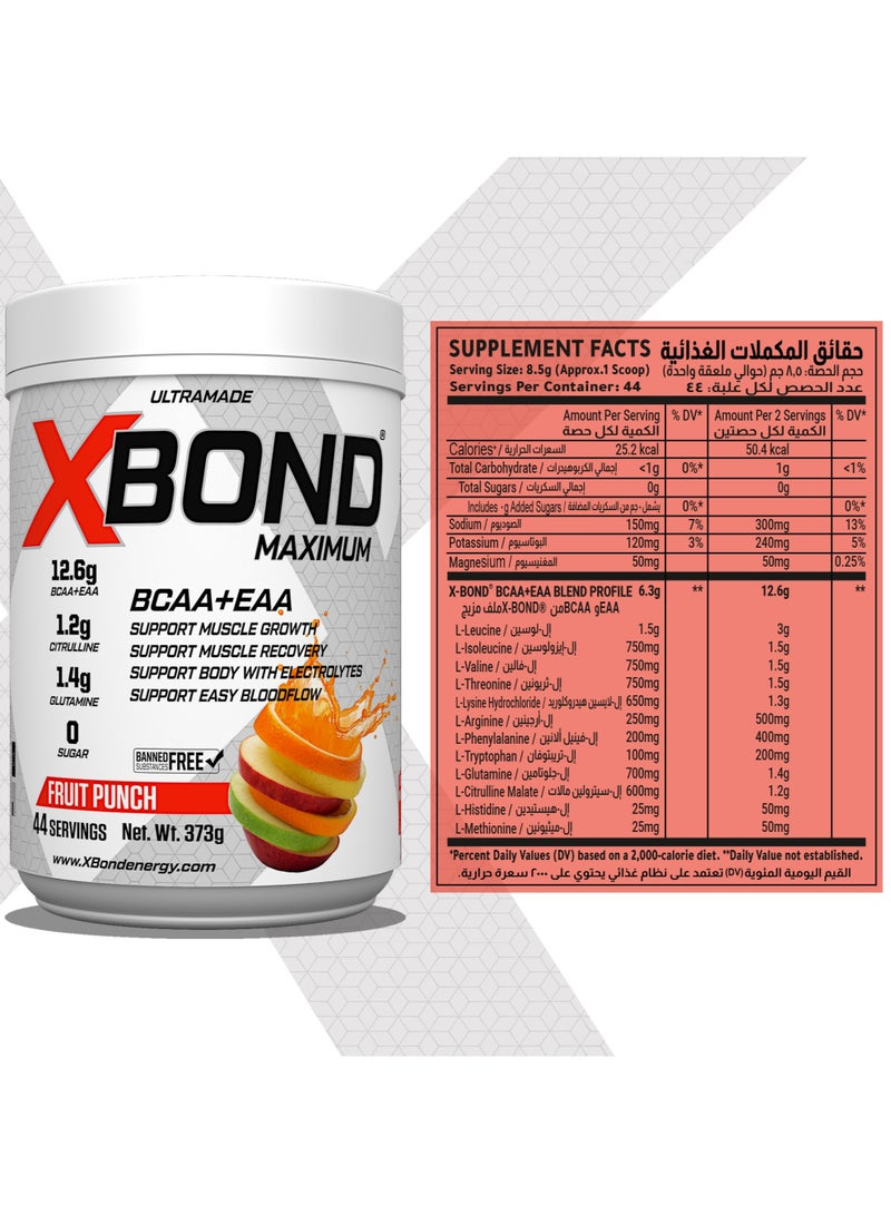 Xbond Maximum BCAA+EAA – 12.6g Amino Acids – Muscle Recovery & Hydration – Sugar Free – 44 Servings (44 Serving, Fruit Punch) - Image 4