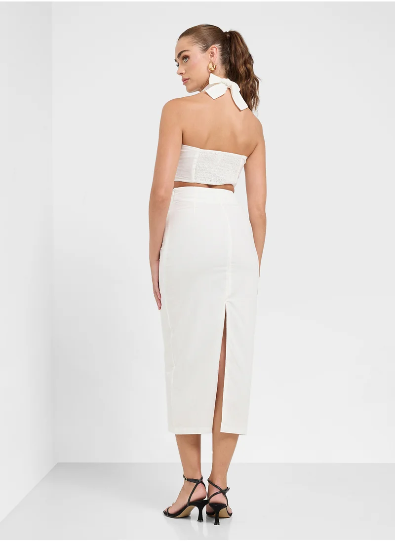 جينجر Halter Neck Crop Top & Maxi Skirt Set