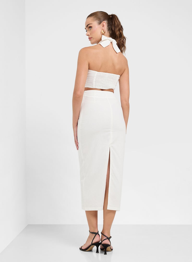 Ginger Halter Neck Crop Top & Maxi Skirt Set  - Image 2