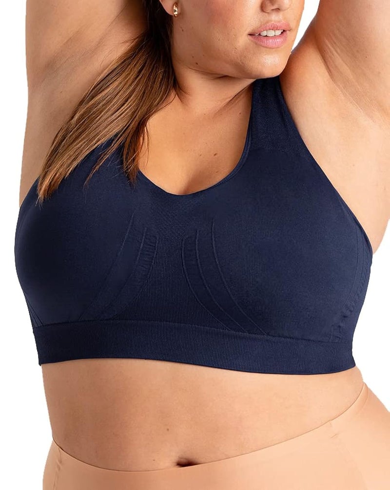 SHAPERMINT Sports Bras for Women - Workout Bras for Women, Plus Size Sports Bra, Workout Tops for Women High Support Navy - Image 1