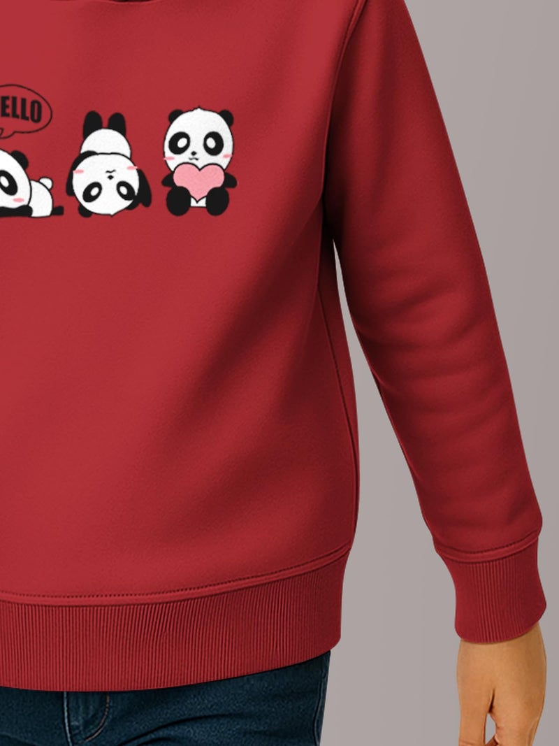HELLCAT Trendy Cotton Blend Hoodie Sweatshirt for Girls - Pack of 1_Maroon_11-12Years - Image 4