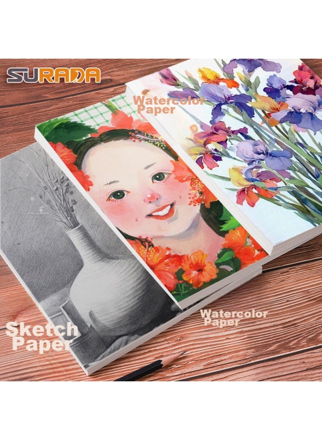 Surada Gouache Paper 4k, ورق رسم بسُمك 160 جرام مكثف للأطفال، ورق رسم بالألوان المائية، ورق أبيض للطلاب، رسم بالألوان المائية للمبتدئين، ورق رسم مقاس 4k، 20 ورقة Sldz001-4 Art Sketching - Image 4