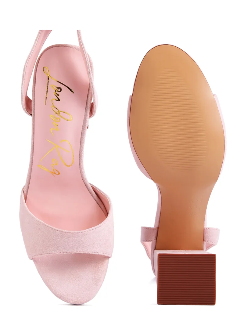 London Rag Peach Chain Detail Tie Up Block Heels