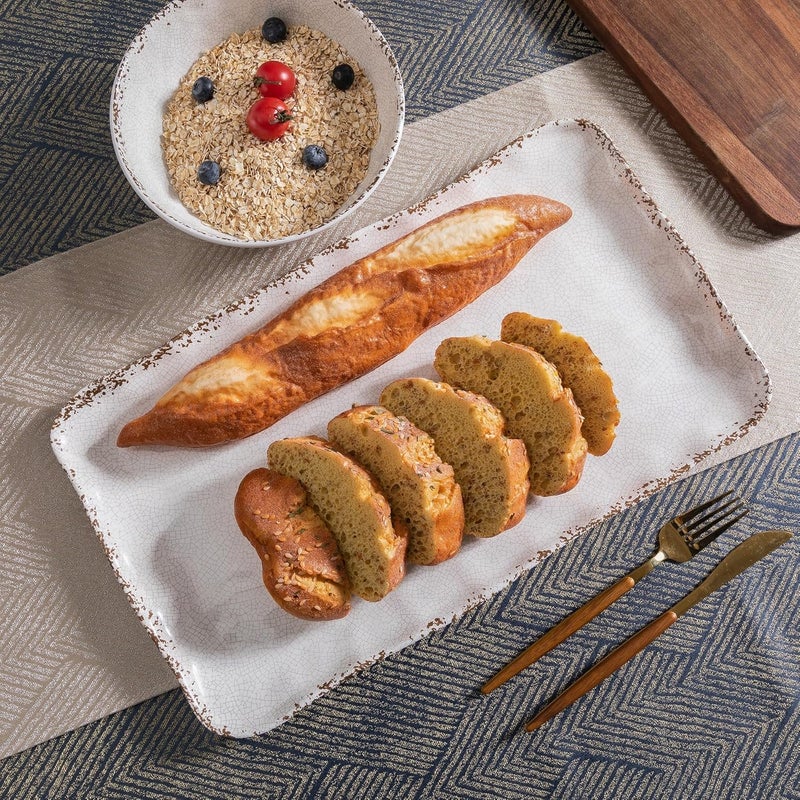 ZAROCRUS Farmhouse Melamine Serving Platters Set of 2 17x10 Large Rectangular Melamine Serving Trays for Serving Food on Parties and Entertaining Dishwasher Safe Ivory - Image 3