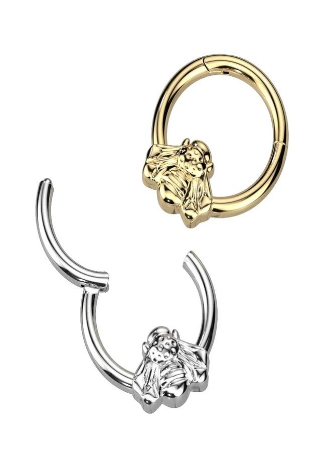 Pierced Owl 16GA G23 Implant Grade Titanium Front Facing Bee Hinged Segment Ring (Gold Tone) - Image 3