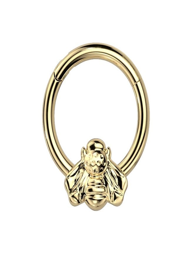 Pierced Owl 16GA G23 Implant Grade Titanium Front Facing Bee Hinged Segment Ring (Gold Tone) - Image 1