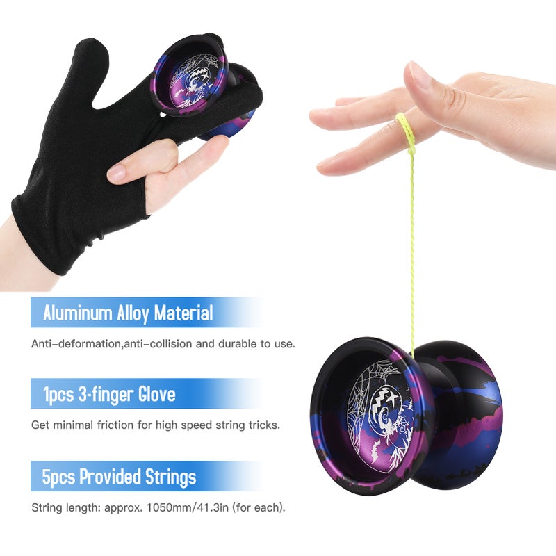 Christmas Professional Yoyoball Competitive Aluminum Yoyo Ball Yoyoball Gift with Strings and Glove - Image 3