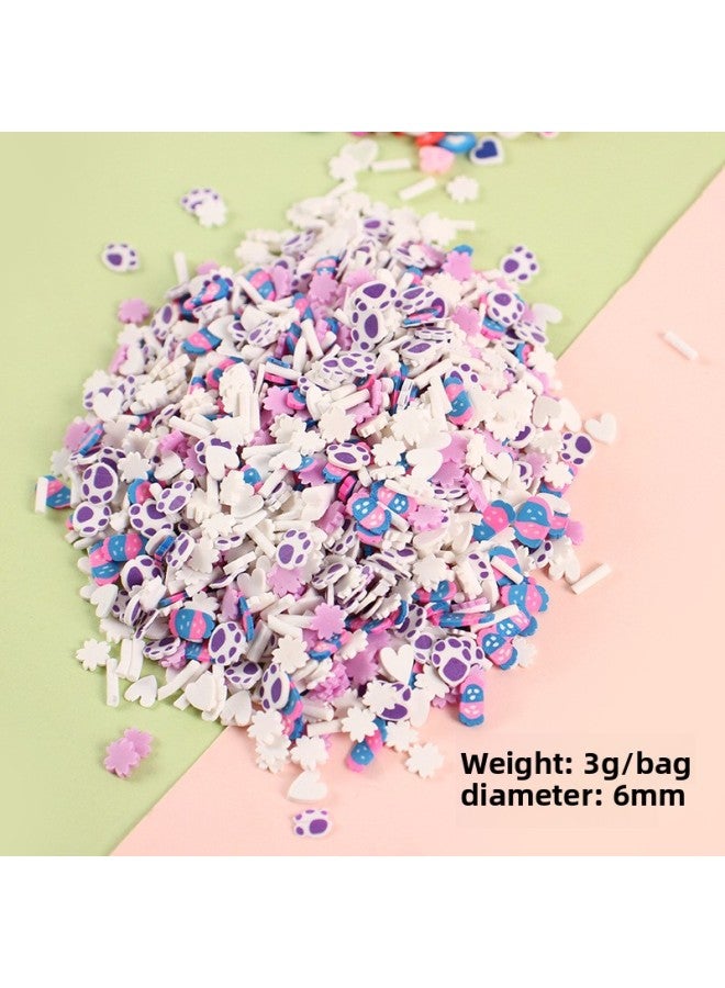 6mm Mini Artificial Soft Clay Chip 3g Bag Miniature Food Toy DIY Manicure Mobile Phone Case Hole Shoe Patch Decoration-Color:6mm Purple Cat Claw Model 3g Bag  - Image 1