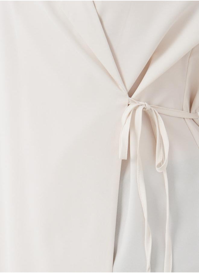 Take Two Take Two Solid Notch Label Tie-Up Detail Blouse  - Image 4