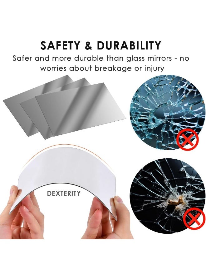 TPGP Flexible 6PCS Adhesive Mirror Sheets, 10x15cm, Silver-6pcs for Bathroom, Wardrobe & Home Office - Image 2