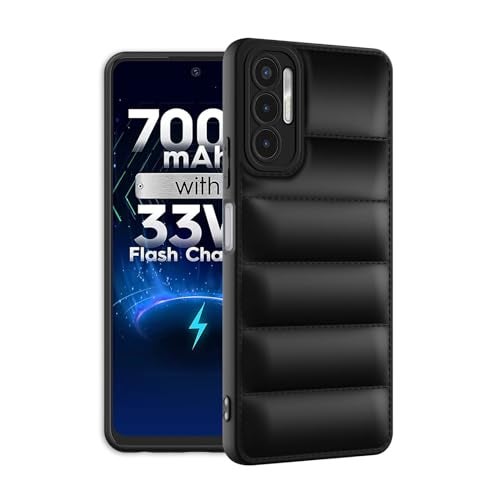 Plus Puffer Case Camera Protection Soft Back Cover for Tecno Pova 3 - Black - Image 2