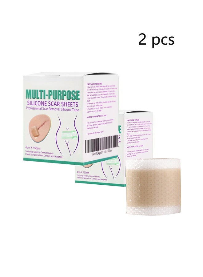 Generic 2 packs of Silicone Scar Patch, Fade Scar Sticker, Efficient Beauty Scars Removal Cesarean Section Burn Scars Left Behind Gel Painless Tape Roll (4cm * 1.5m)  - Image 1