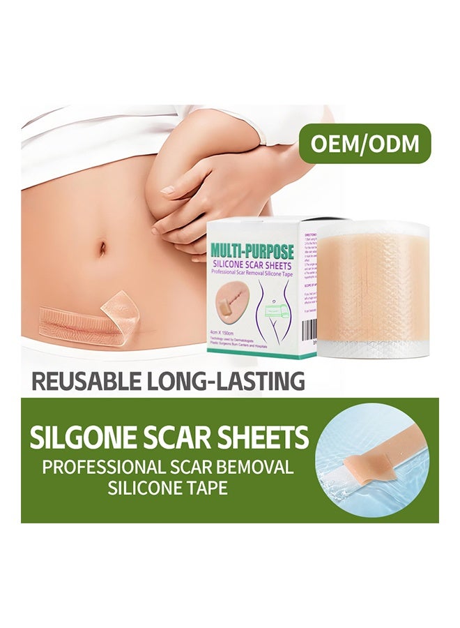 Generic 2 packs of Silicone Scar Patch, Fade Scar Sticker, Efficient Beauty Scars Removal Cesarean Section Burn Scars Left Behind Gel Painless Tape Roll (4cm * 1.5m)  - Image 3