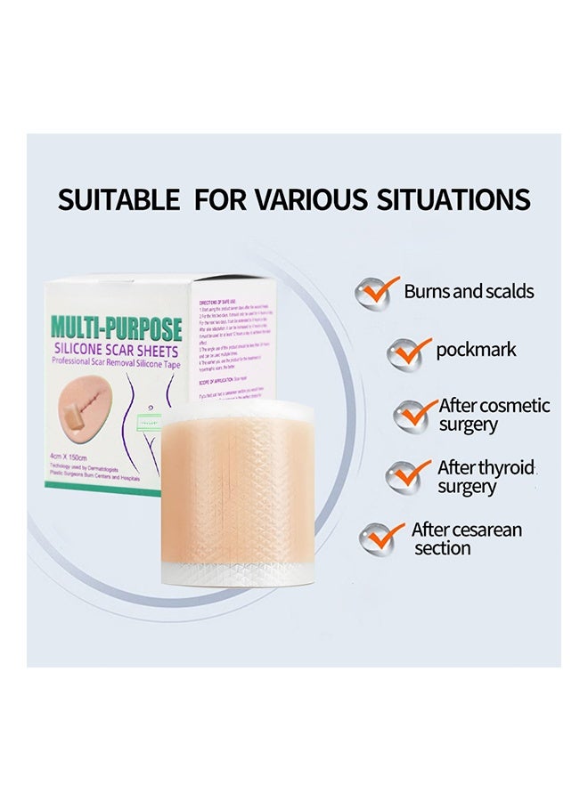 Generic 2 packs of Silicone Scar Patch, Fade Scar Sticker, Efficient Beauty Scars Removal Cesarean Section Burn Scars Left Behind Gel Painless Tape Roll (4cm * 1.5m)  - Image 2