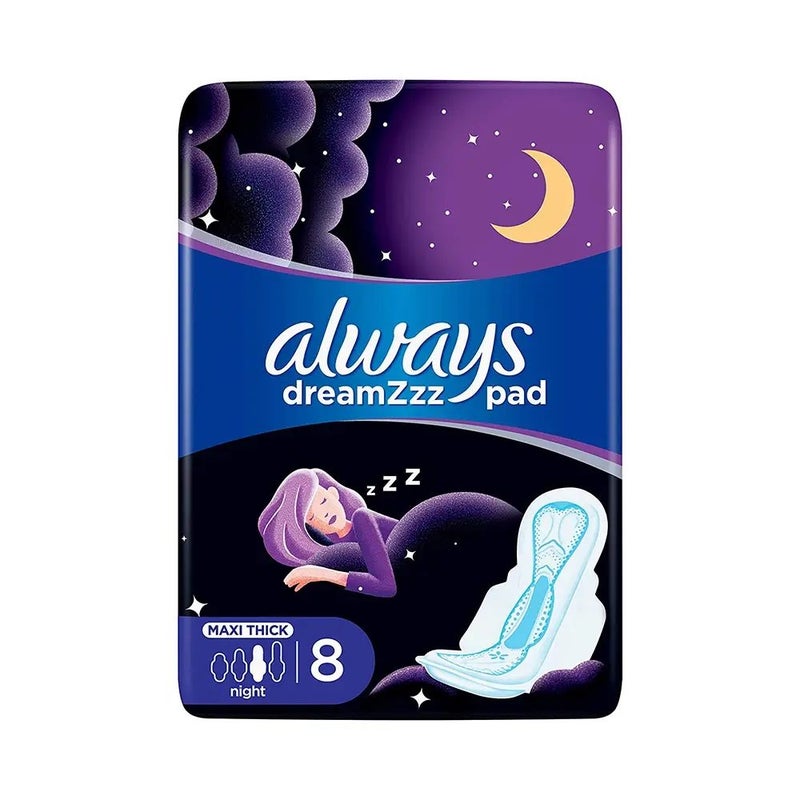 Always Clean & Dry Maxi Thick Night Sanitary Pads with Wings- 8 pcs - Image 1